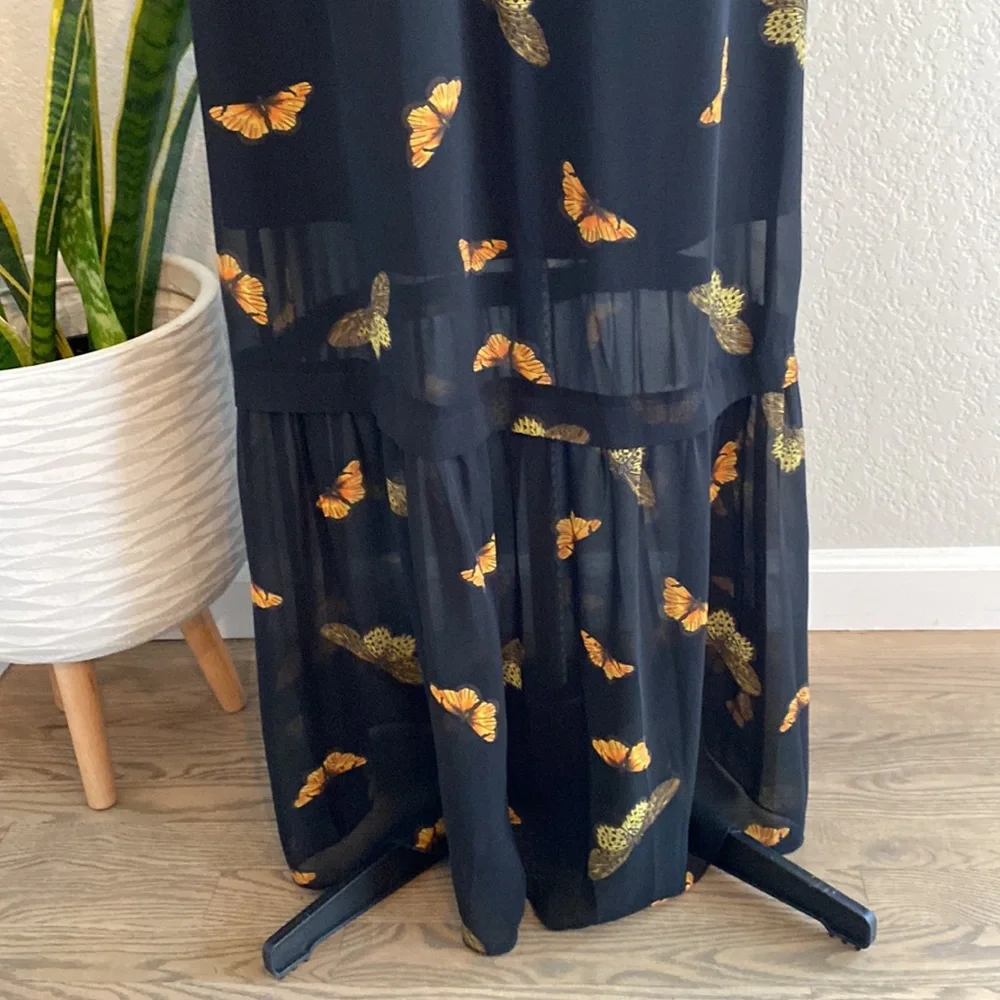 KENSIE Butterfly Black Maxi Dress Medium - Picture 3 of 7